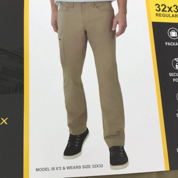 Weatherproof Vintage Pants Mens 32x32 Brown Khaki Regular Fit Flex Tech Packable - Picture 3 of 12